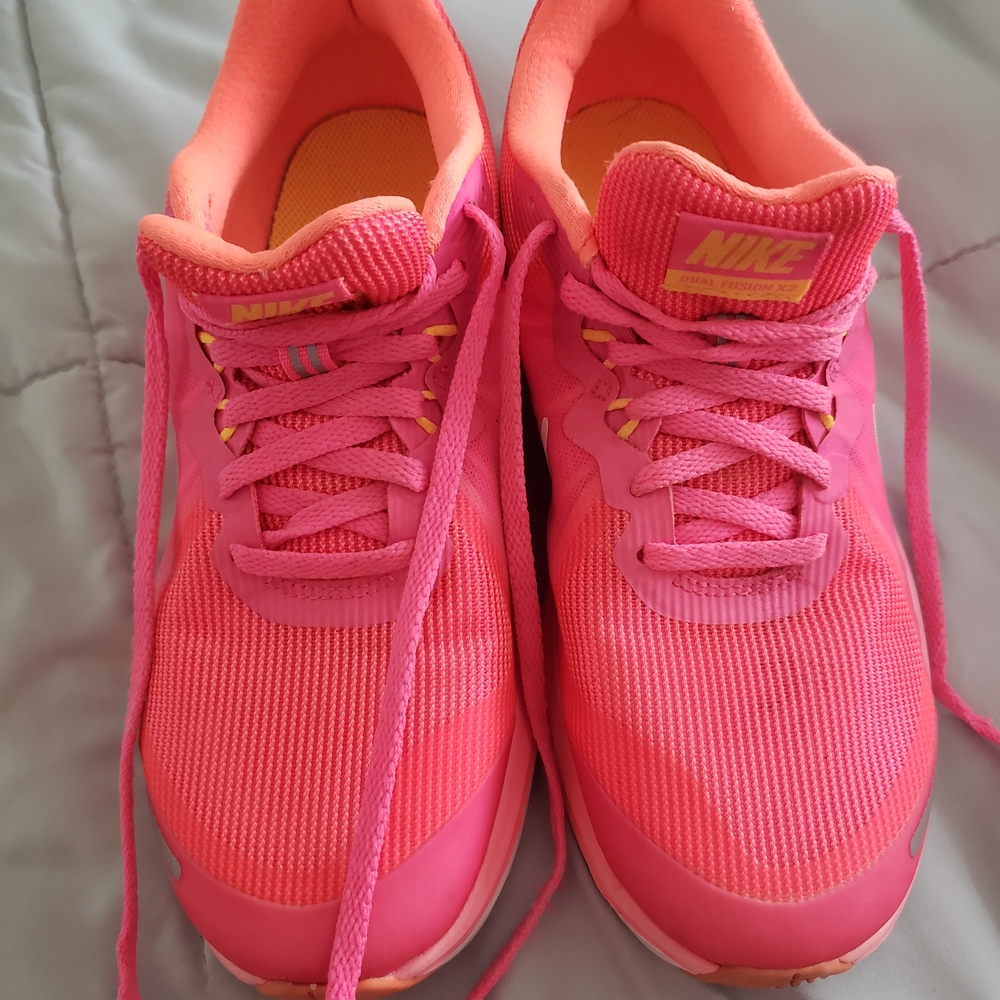 Nike Women's Vibrant Pink and Orange Sneakers